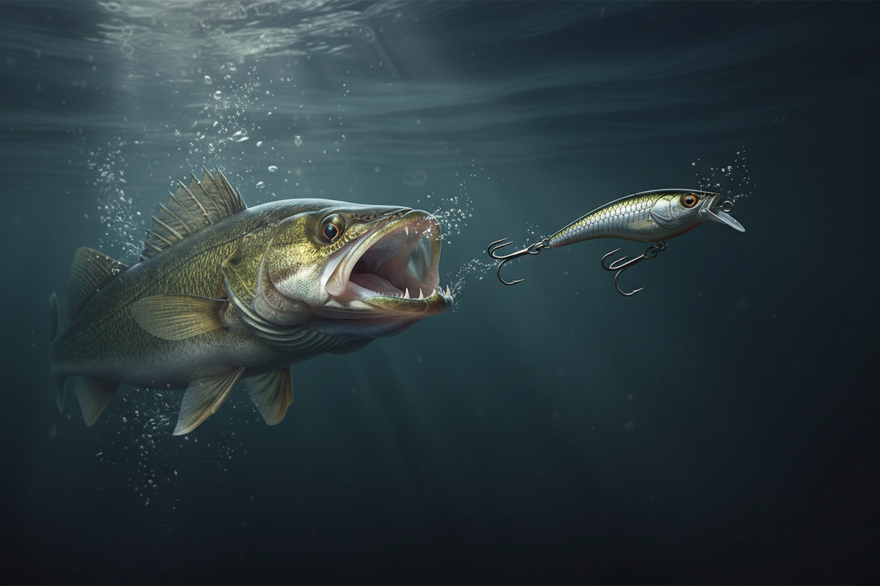 Walleye Chasing Metallic Crankbait